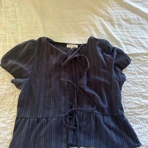 Navy Striped Women's Top